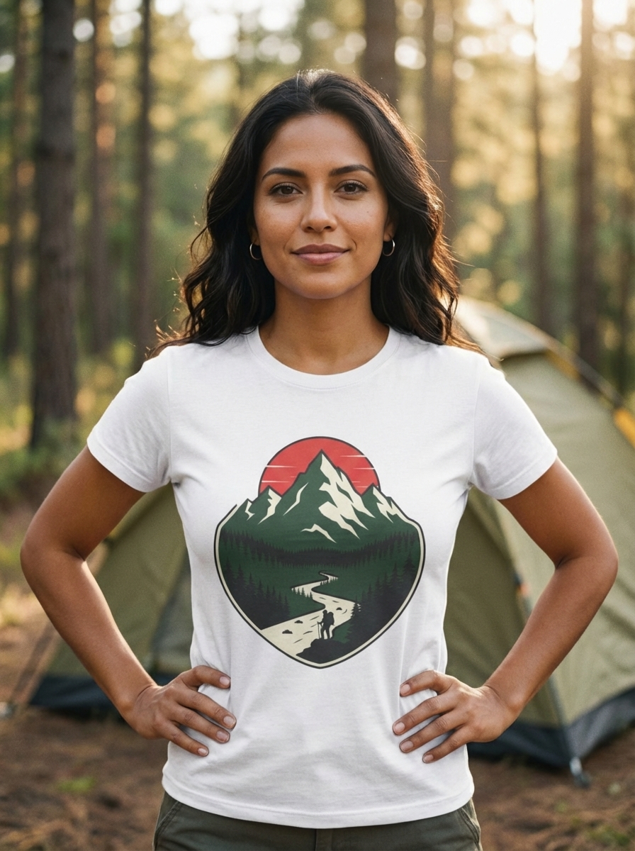 Adventure Travel Unisex Tee - Mountain Hiker Design