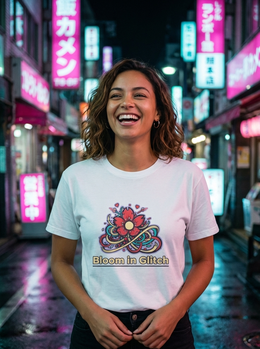 Bloom in Glitch - Data Blossom Unisex Softstyle T-Shirt