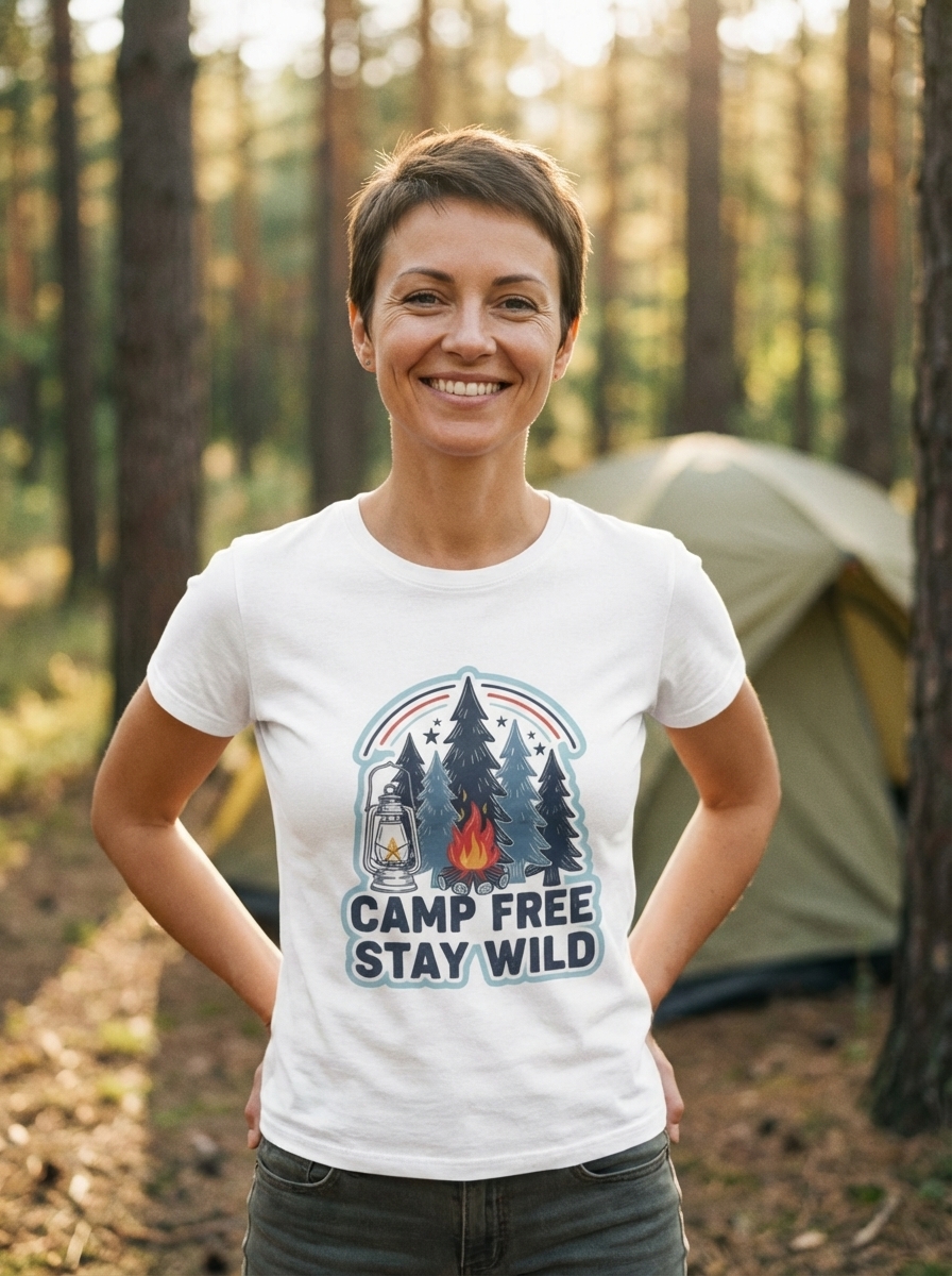 Camping Shirt | Patriotic Sketch Outdoors | Gift for Campers | Unisex Tee