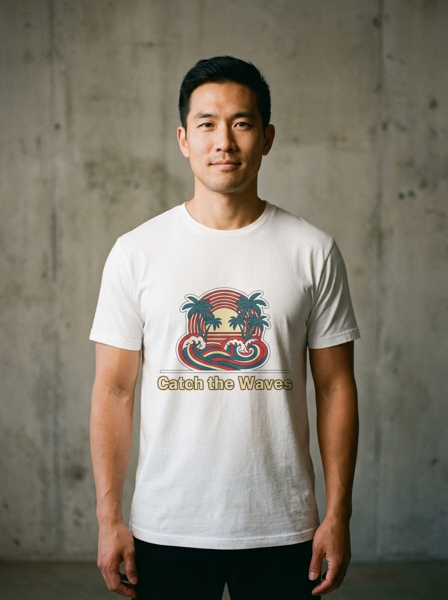 Catch the Waves - Summer Vibes Retro Sunset Unisex Softstyle T-Shirt