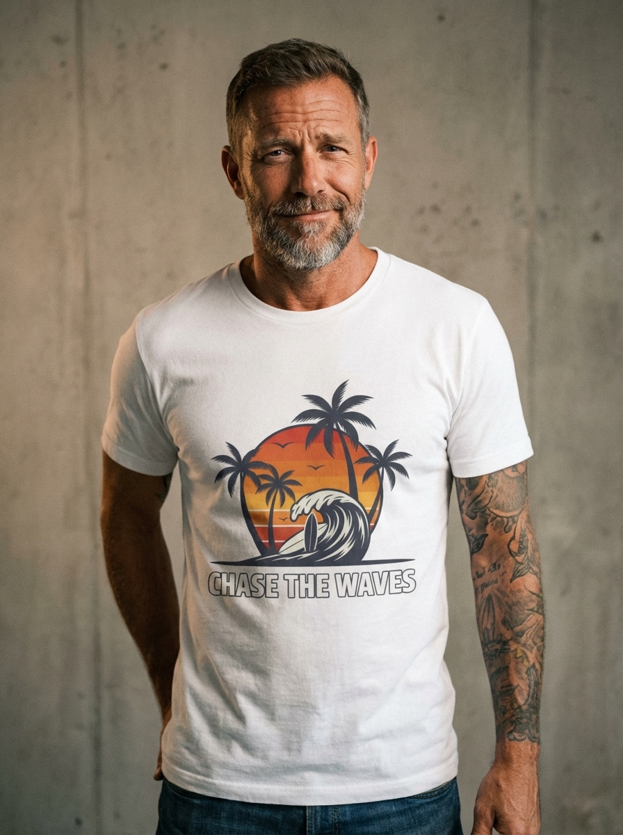 "Chase the Waves" - Beach Sunset Adventure T-Shirt