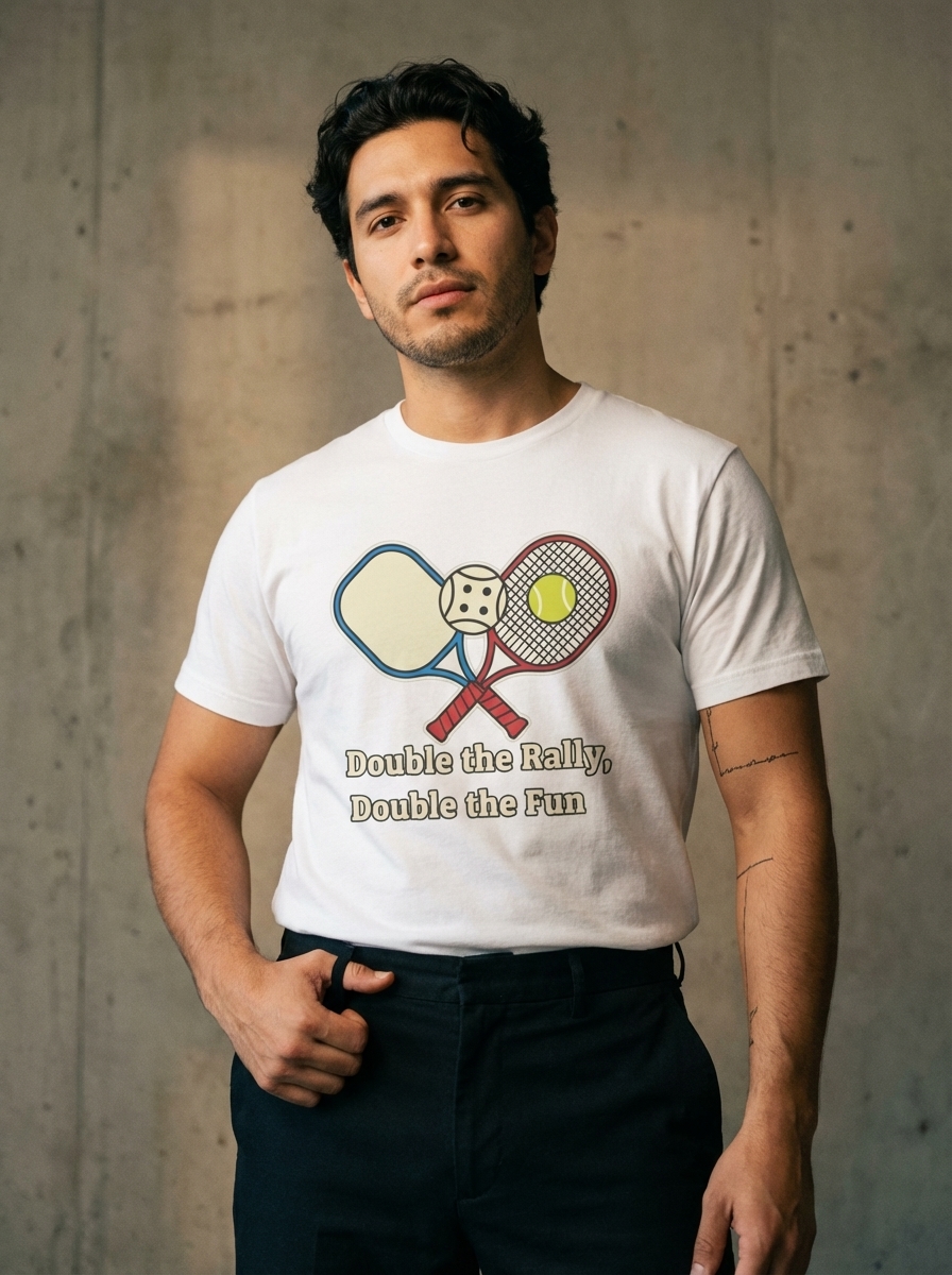 "Double the Rally, Double the Fun" - Double Rally Sports Tee - Pickleball & Tennis Fusion