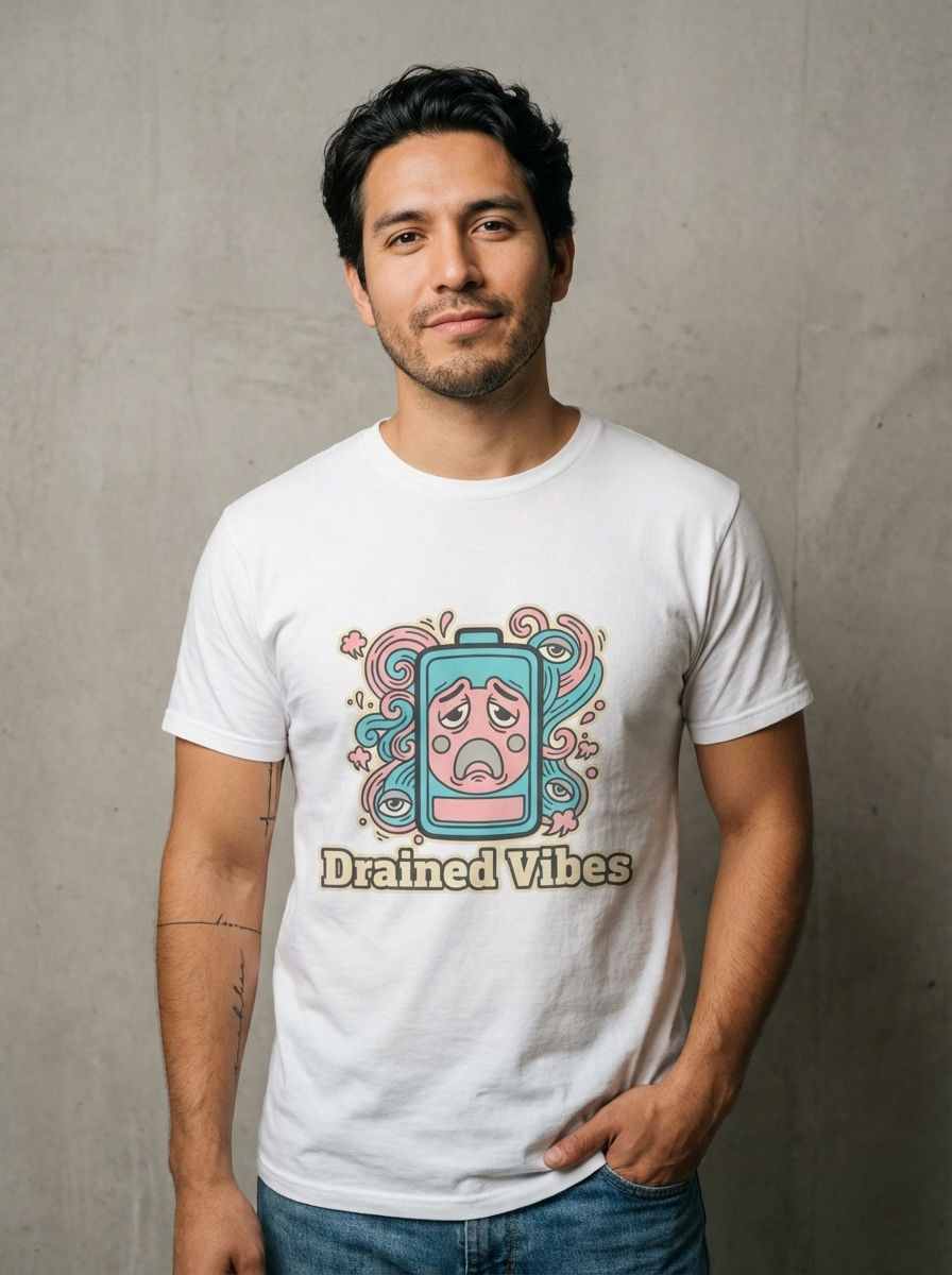 Drained Vibes - Battery Blues Unisex Softstyle T-Shirt