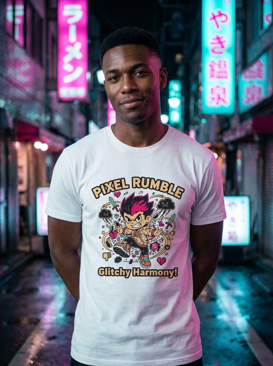 Glitchy Harmony! - Pixel Rumble Unisex Softstyle T-Shirt