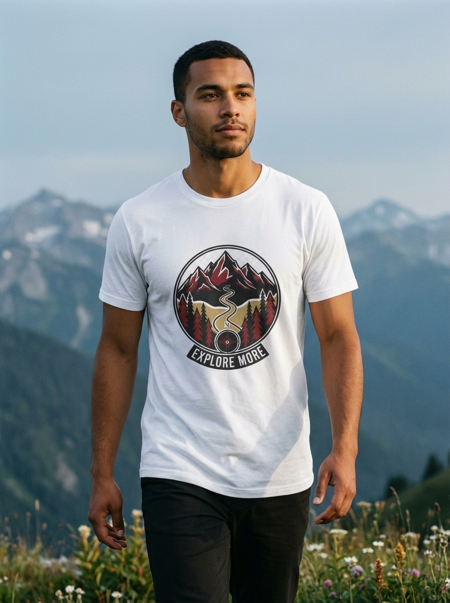 Hiking Shirt | Tattoo Inspired Mountain Trail | Gift for Hikers | Unisex Tee