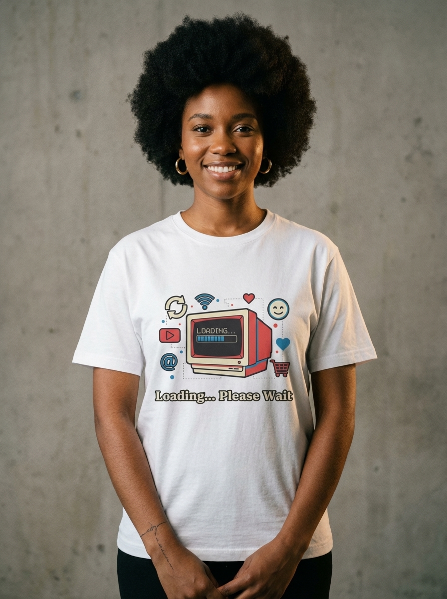 "Loading... Please Wait" - Pixel Nostalgia Y2K Unisex T-Shirt