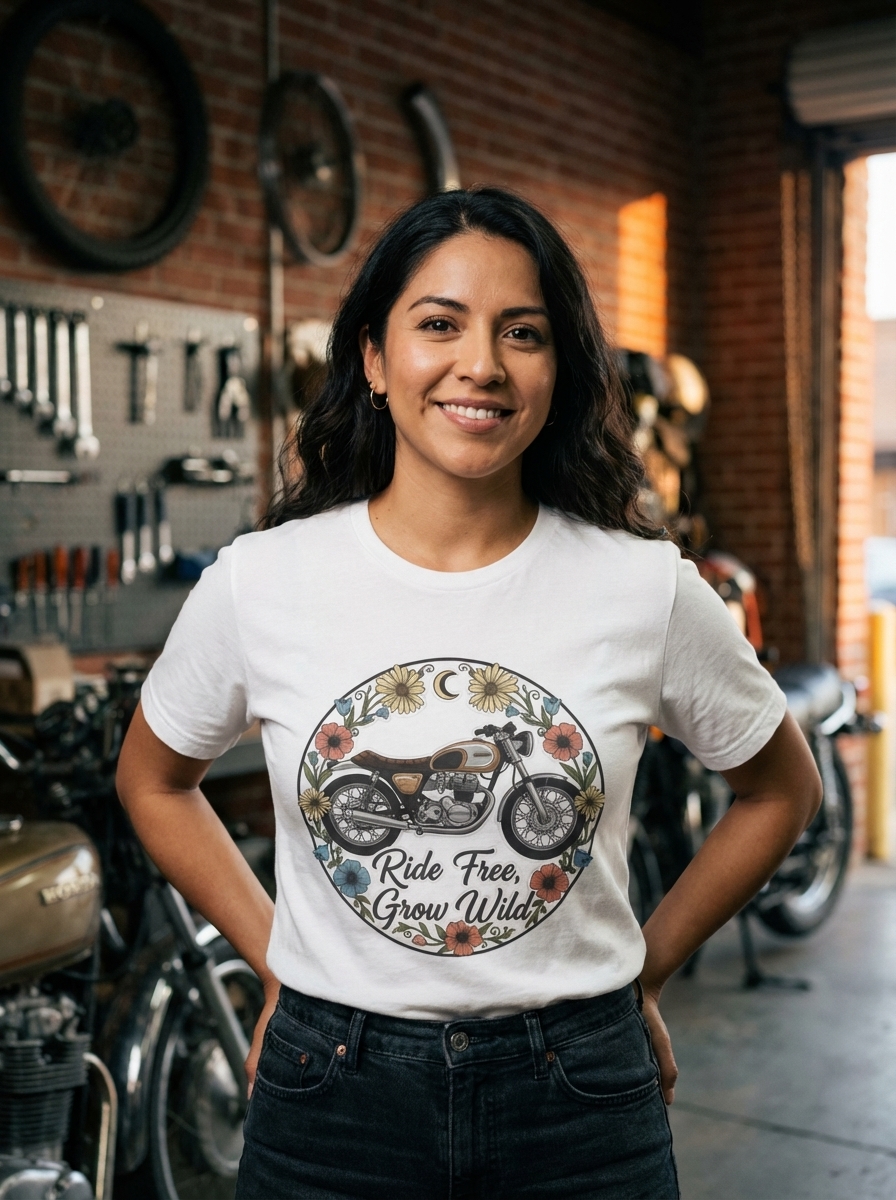 Motorcycle Shirt | Cottagecore Biker Life | Gift for Riders | Unisex Graphic Tee
