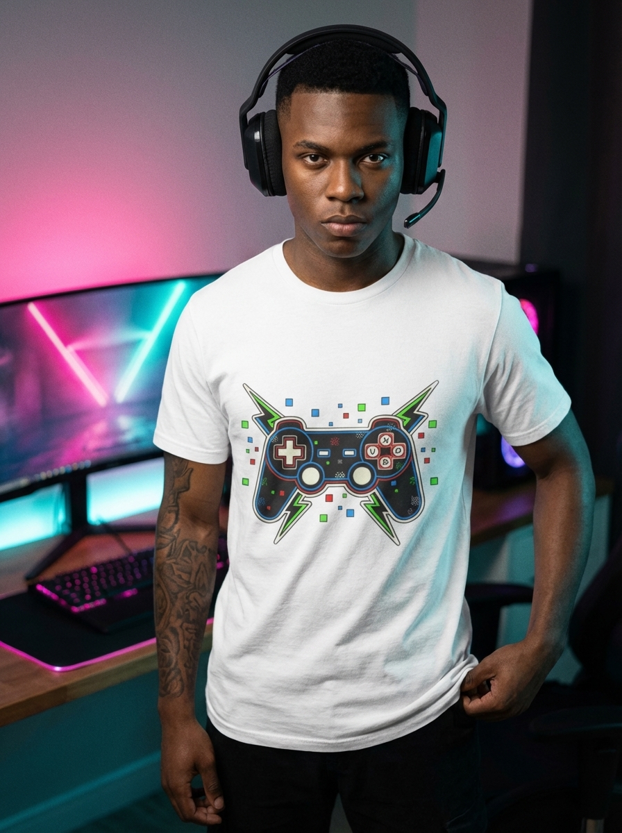 Retro Gaming Neon Controller T-Shirt