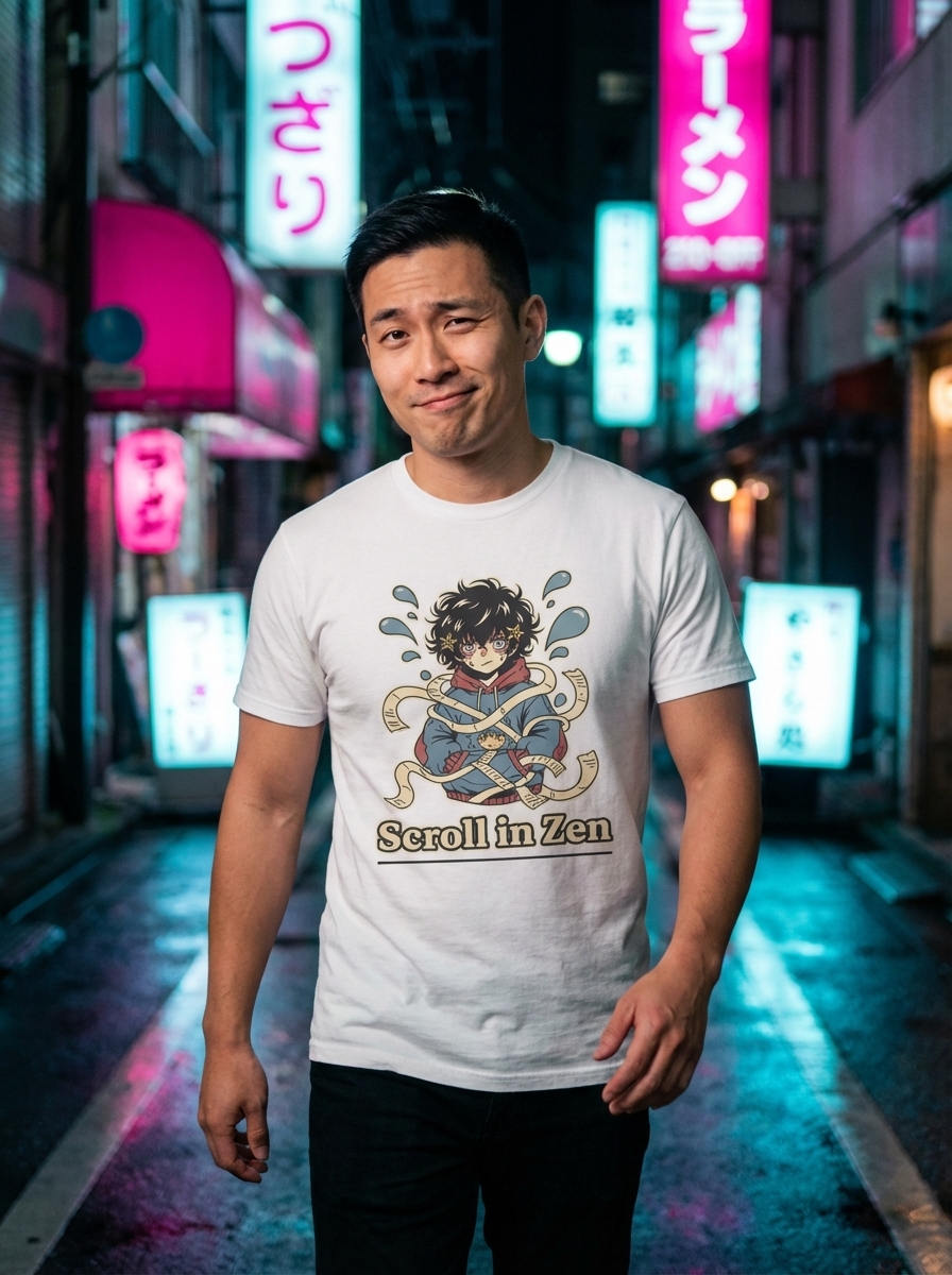 Scroll in Zen - Glitch Harmony Unisex Softstyle T-Shirt