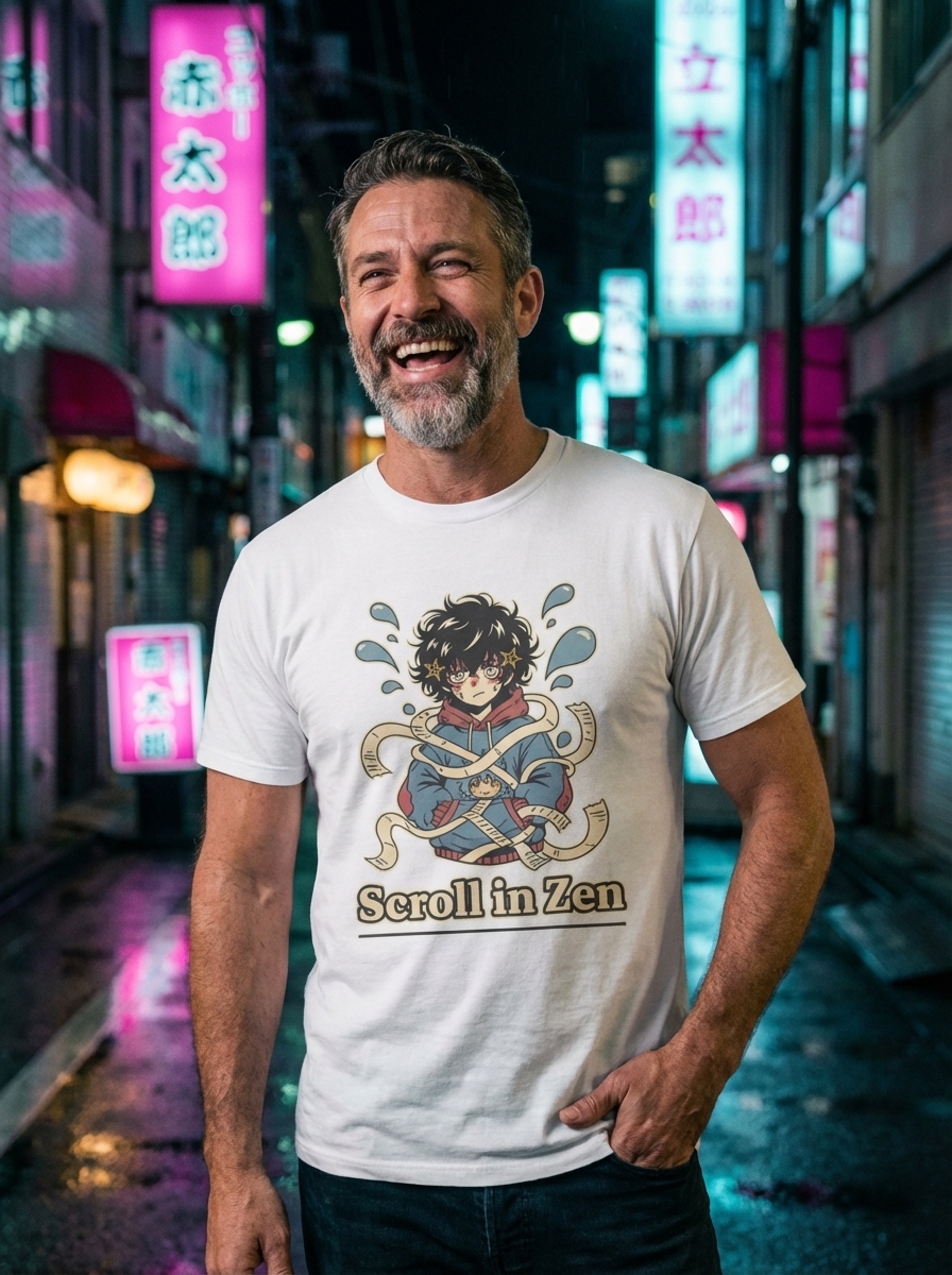 Scroll in Zen - Glitch Harmony Unisex Softstyle T-Shirt