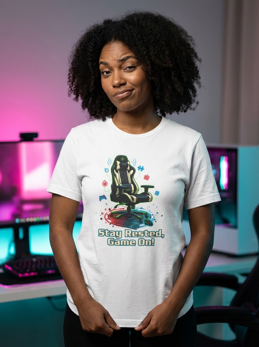 "Stay Rested, Game On!" - Energetic Gaming Comfort Tee